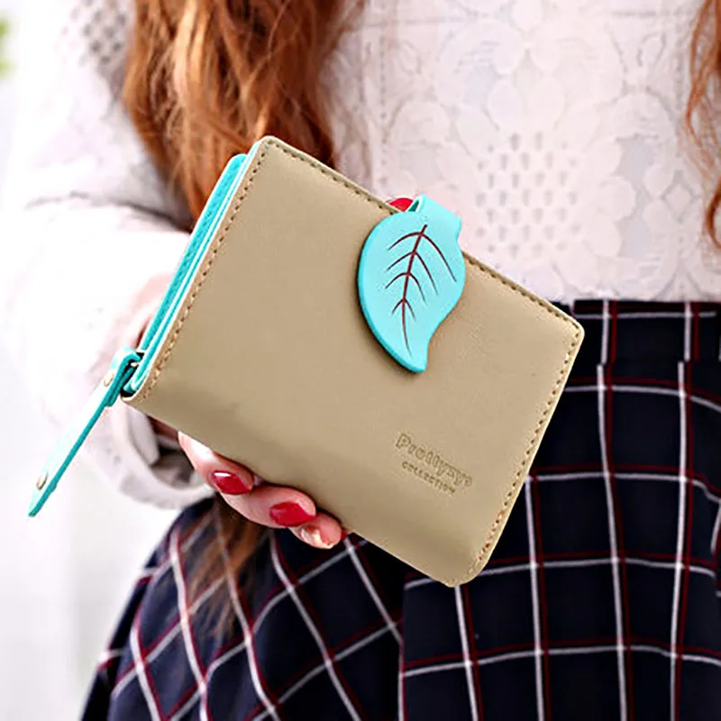 Высококачественные кошельки Prettyzys с листочками короткие женские женская сумка