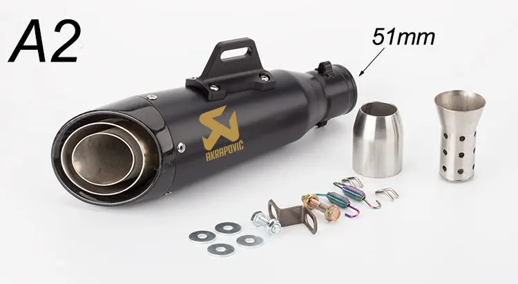 A2-51mm 36-61 мм универсальный глушитель выхлопной трубы мотоцикла выхлопной трубы для выхлопной R1 cb600f ZX6R nmax155 cbr1000rr - Цвет: A2-51mm