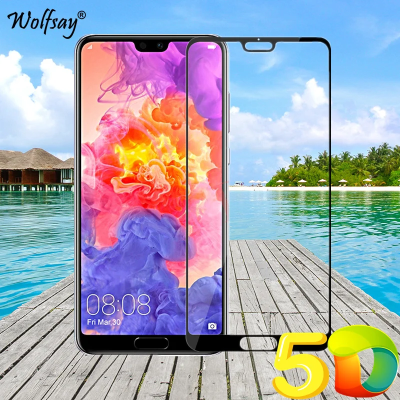 Wolfsay защита для экрана с полным клеем Huawei P20 закаленное стекло высоким олеофобным