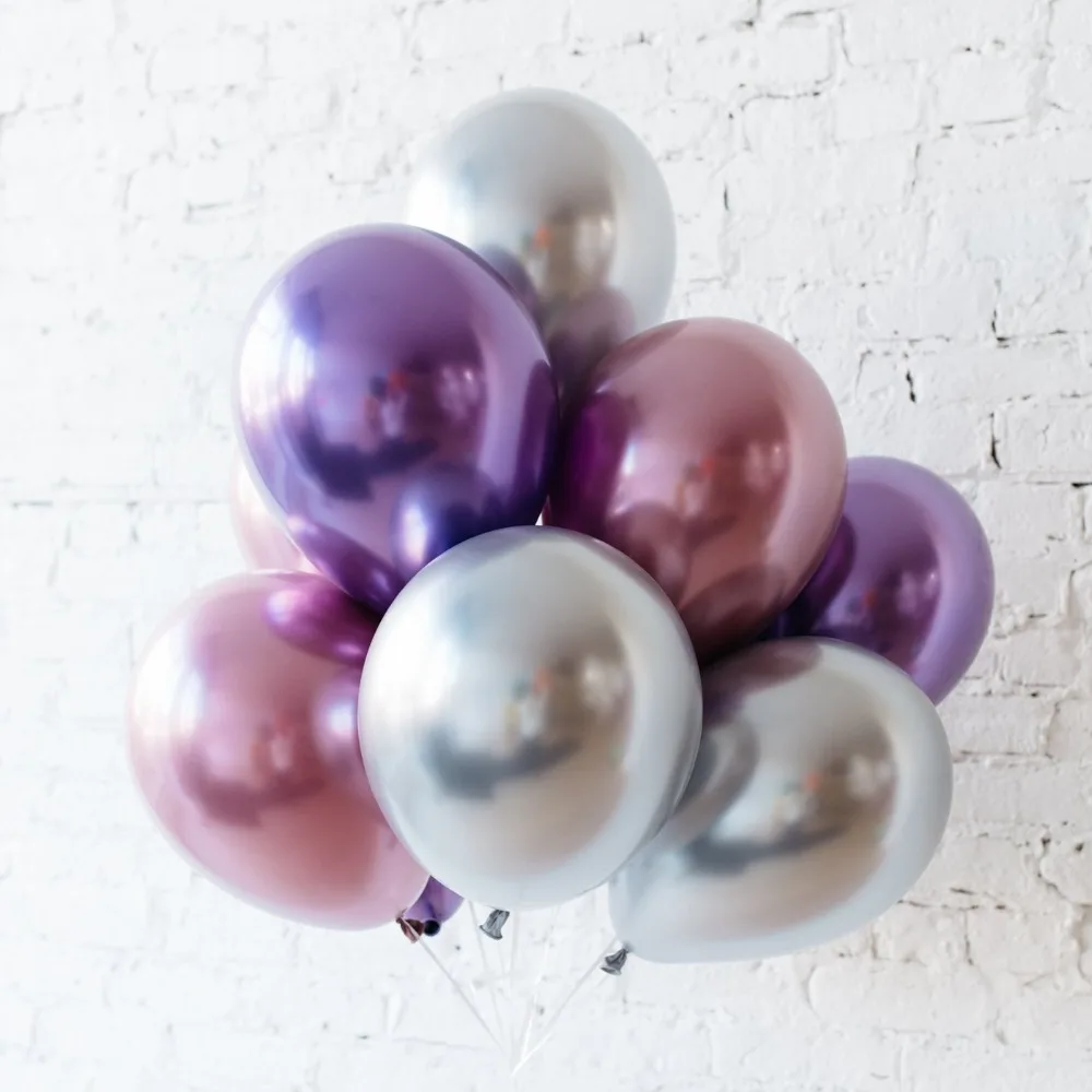 10 шт. 12 дюймов хромированные фиолетовые воздушные шары Mauve букет свадебных шаров
