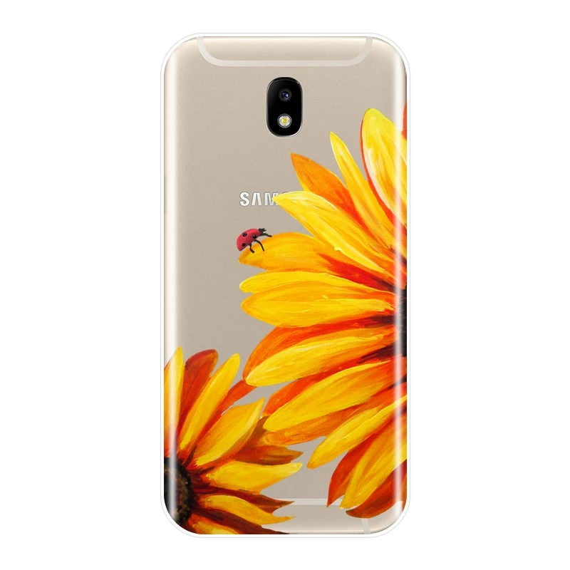 Мягкий чехол с подсолнухом для Samsung Galaxy J3 J5 J7 2015 2016 2017 J4 J6 J8 Plus J2 Prime 2018 силиконовый