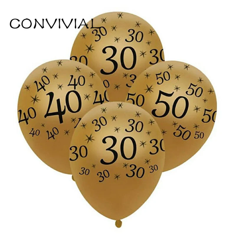 10 шт. 30th 40th возраст воздушных шаров из латекса 50th 60th черного и золотого цвета