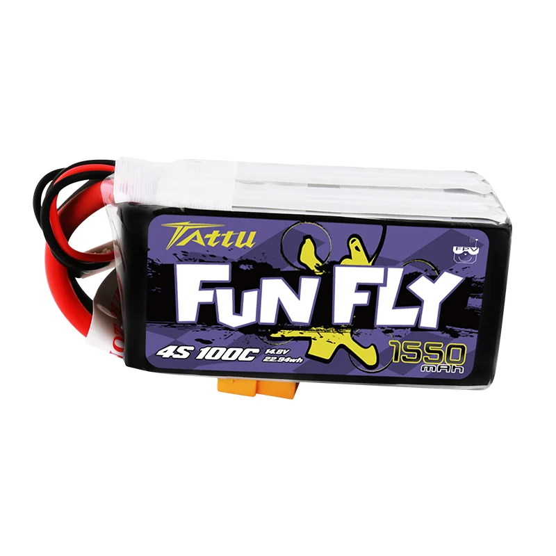 Ace TATTU FUNFLY 1300 мАч 1550 1800 3s 4s 6s 100C 12 6 в 16 8 25 2 Lipo батарея XT60 разъем FPV 250 230 210 180 Размер
