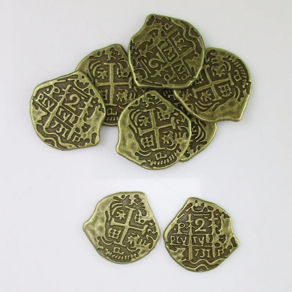 50 шт. античная бронза древний европейский Испания пират Doubloon игрушка монеты сокровище сундук для детей