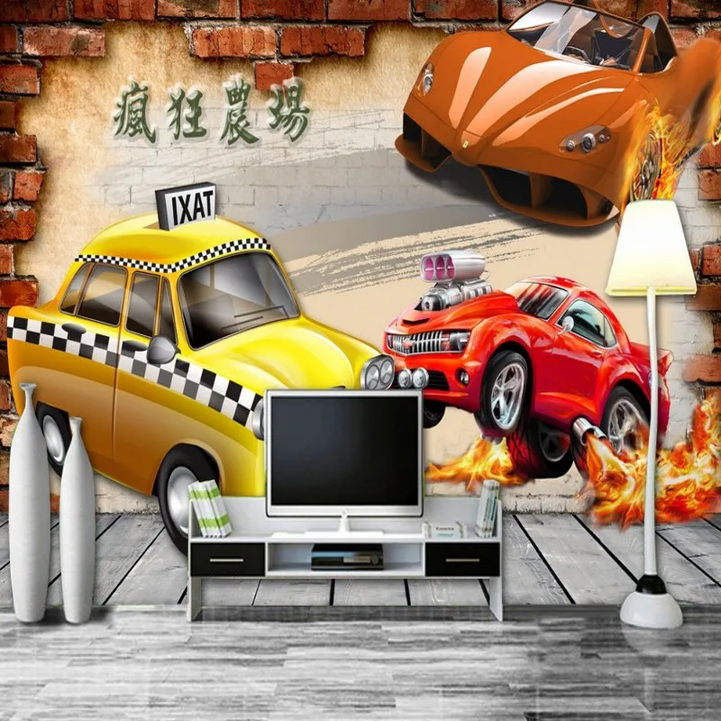 Dropship Colomac 3d кирпичные обои Crazy сельскохозяйственный автомобиль разрывные