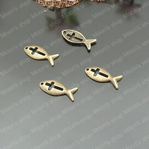 

Wholesale 20*8.5mm Antique Bronze Cross Fish Alloy Flat Charms Pendants DIY Findings Accessories 50 pieces (JM920)