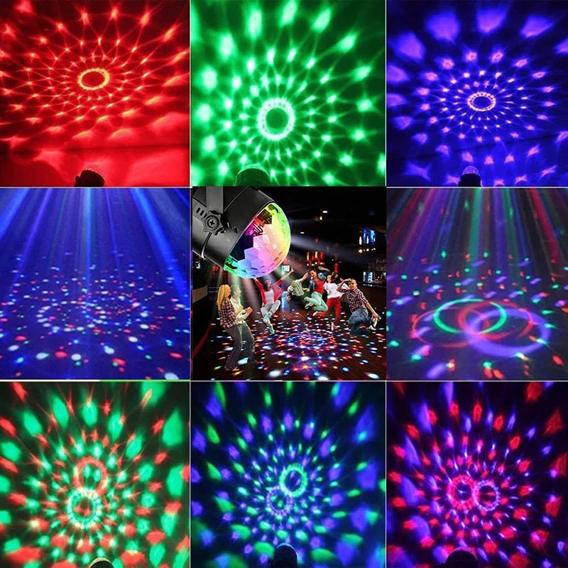 LED дискотека свет шар звук Вечеринка огни караоке диско 3 Вт Dj Портативный 7 цветов