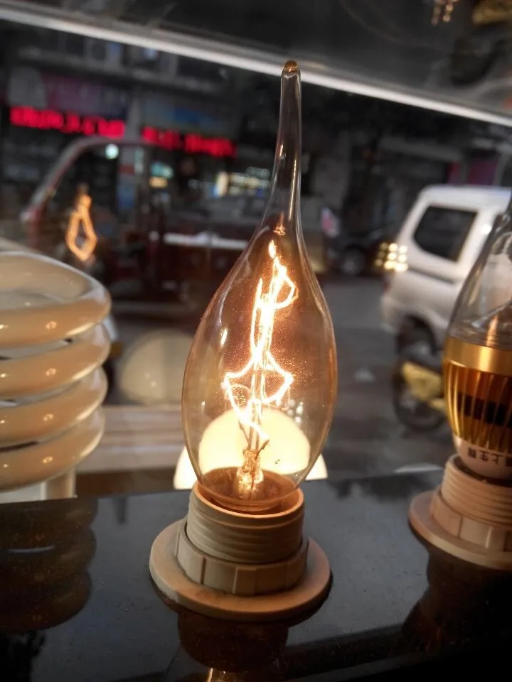 

10PCS/LOT E14 pull tail lamp candle bulbs Edison retro tungsten carbon filament light for Crystal Chandelier 110V 120V