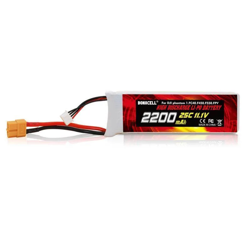 Батарея batcool 11 1 В Lipo Li-Po 25C XT60 для DJI Phantom FC40 F45 F550 2200 мАч | Электроника