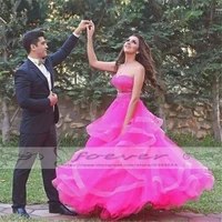 utterly dreamy pink tiered ruffles a line evening dresses long 2019 sweetheart beading formal party dress abendkleider custom