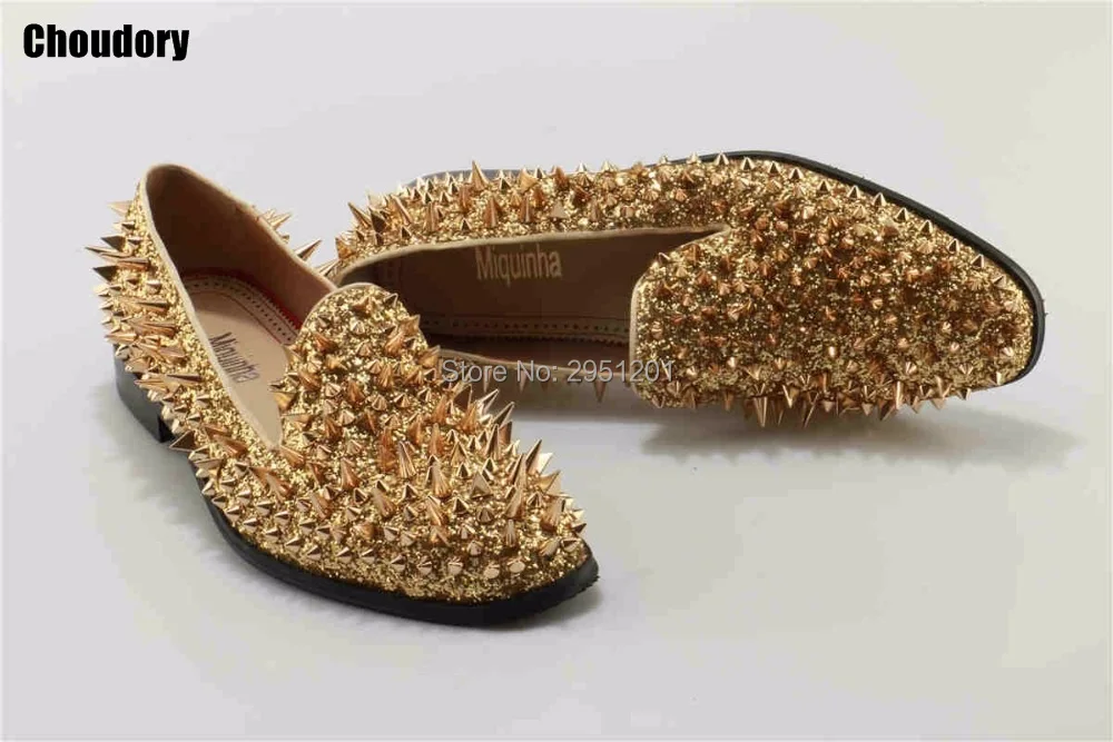Новинка Фабричные мужские Роскошные блестящие туфли с логотипом Цвет золотой
