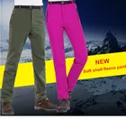 Зимние мужские и женские флисовые штаны для кемпинга, пешего туризма, водонепроницаемые ветрозащитные термальные треккинговые лыжные брюки для рыбалки, большие размеры