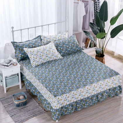 Fitted Sheet1 Геометрическая Полосатая юбка для кровати, гофрированная простыня для принцессы, покрывало из хлопка, плотная простыня для близнецов, покрывало для королевского размера - Цвет: Fitted Sheet1