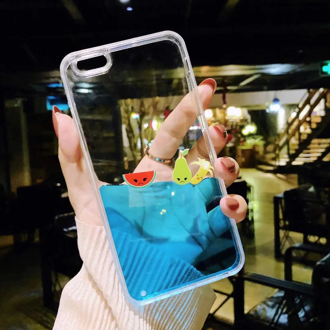 banana Для iphone X 8 7 6 6s плюс Фламинго чехол динамическая жидкая бухта для iphone 7 плюс синий океан fundas для iphone 10 clear moving - Цвет: banana