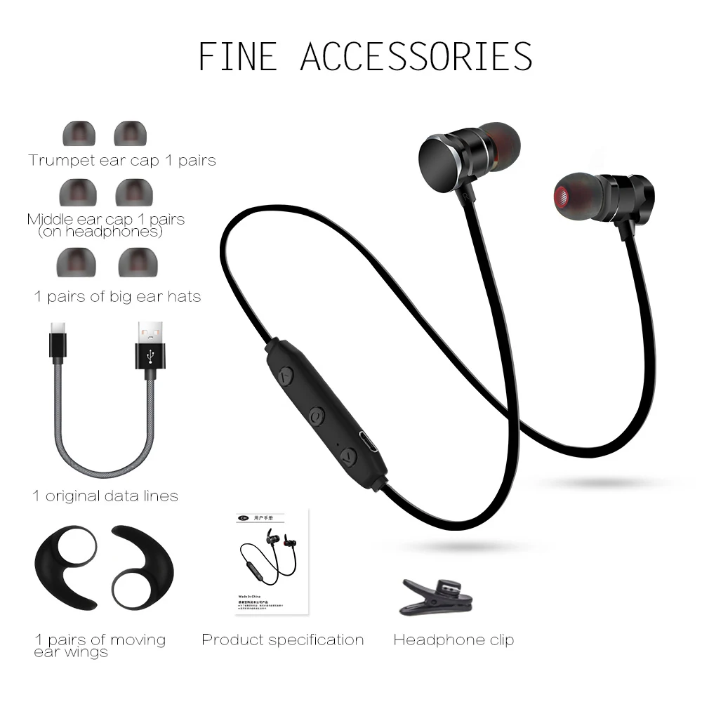 X3 Wireless Headphones Bluetooth Earphone Sports Stereo Bass in Ear Monitor Neckband Earphones Headset with Mic for Phone | Электроника