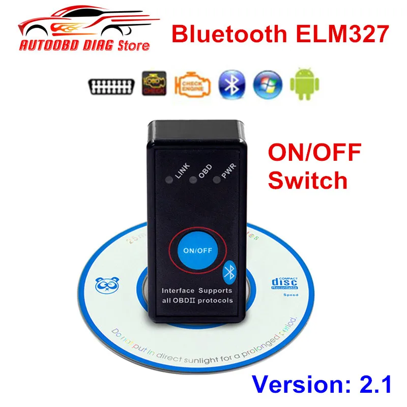 Фото Bluetooth ELM327 V2.1 OBD2 автомобильный диагностический инструмент - купить