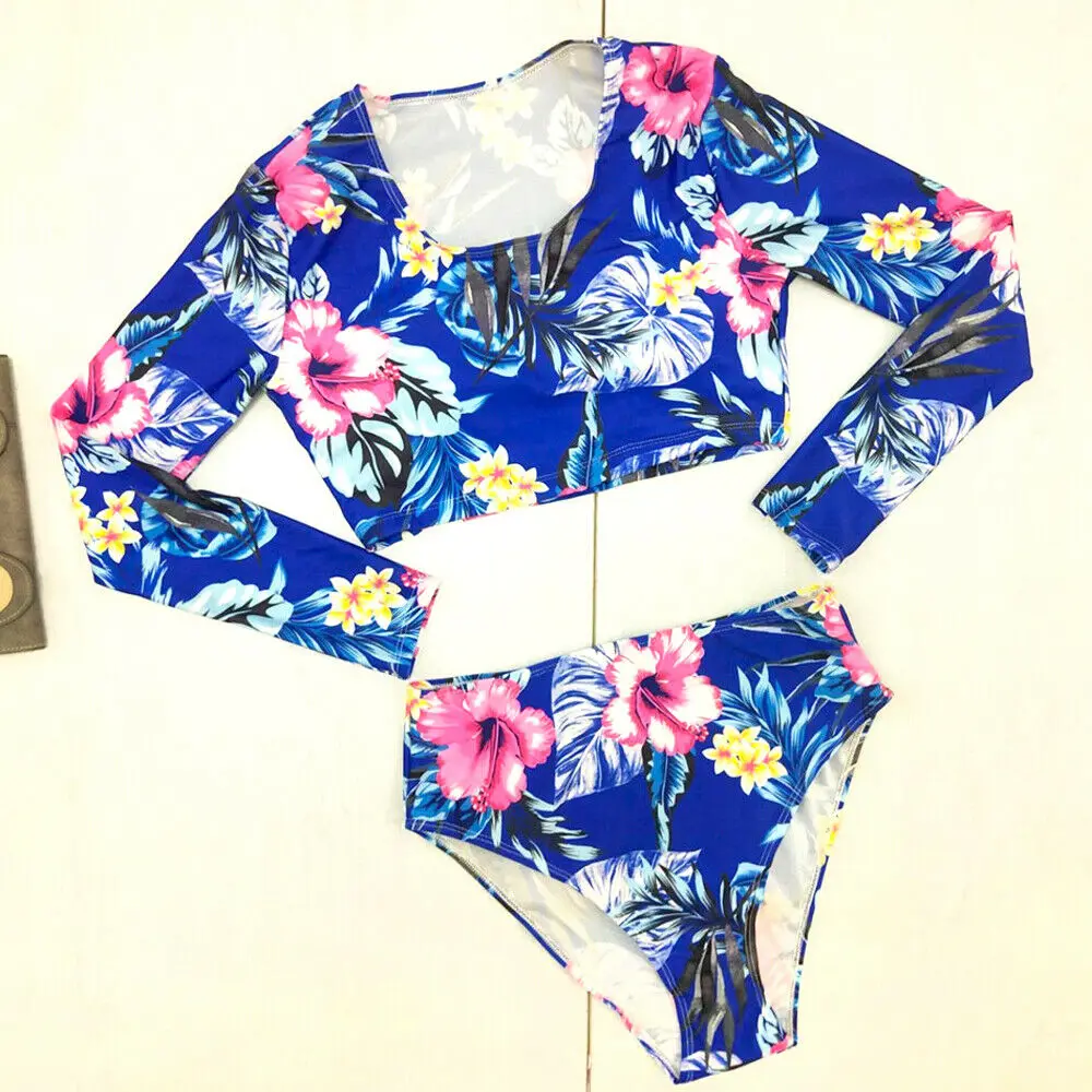 Женский купальник бикини с высокой талией и цветочным принтом|Комбинезоны| |