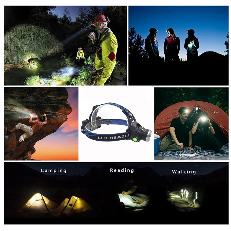 Супер Яркий 2000 Люмен XPE Теплый Свет фонарь налобный LED фонарик Фары Фара лампе на