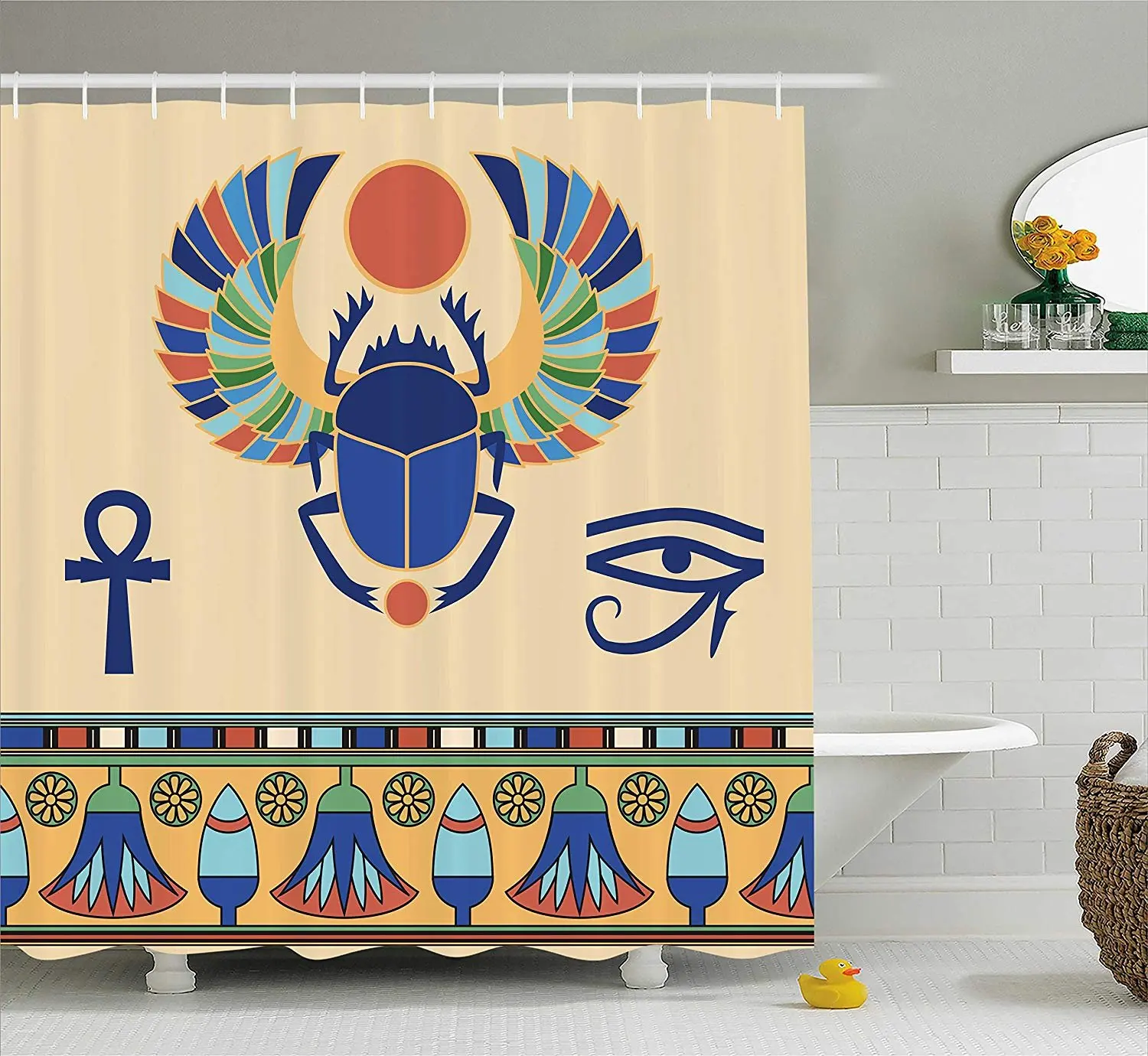 Египетская занавеска для душа старинная культура значок скарабей украшения в