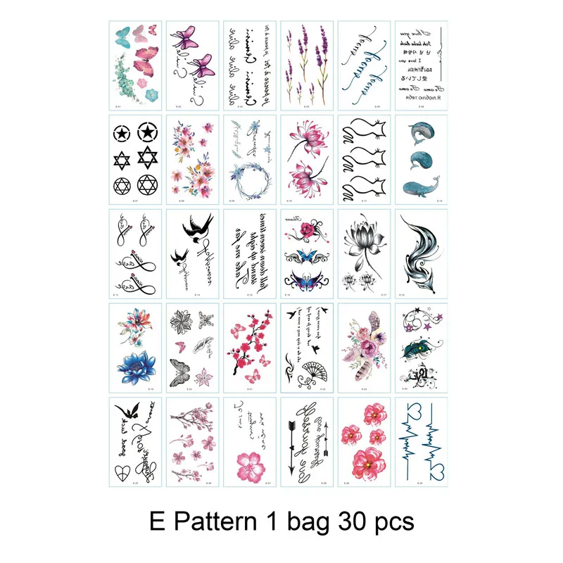 1 Bag 30 pcs DIY stationery stickers children Tattoo Stickers office stationery - Цвет: E