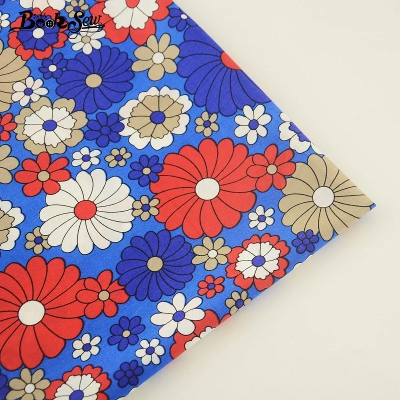 Booksew 100% хлопок поплин ткань цветочный дизайн синий мягкий домашний текстиль