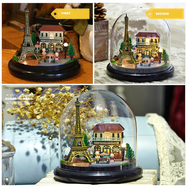 Сборный DIY Кукольный дом, игрушка, деревянный Миниатюрный Кукольный домик, миниатюрный кукольный домик, игрушки с мебели, светодиодный светильник, подарок на день рождения, B016