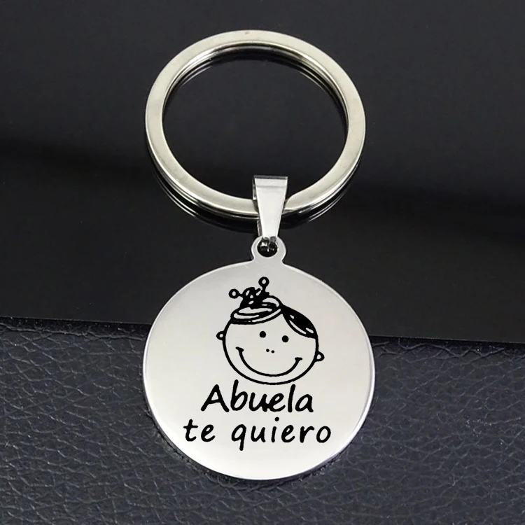 Popular ABUELA Te quiero Keyring llavero High Polished Stainless Steel Smile Keychain Jewelry Best Gift for Grandma YP6792 | Украшения и