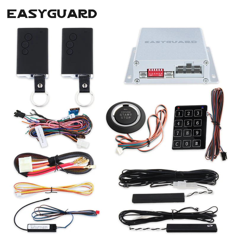 EASYGUARD качество автомобильный БЕСКЛЮЧЕВОЙ сигнализация с автозапуском и кнопка