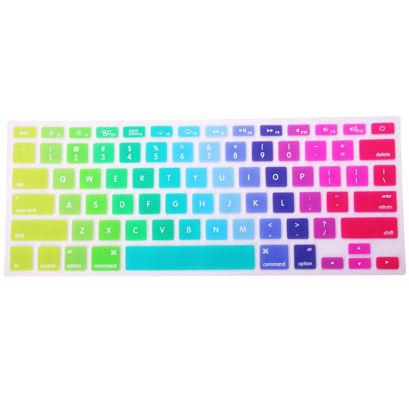 Colorful SR 11 цветов американский английский язык письмо силиконовый чехол для клавиатуры Наклейка для Macbook Air 13 Pro 13,3 15,4 17 retina протектор - Цвет: Colorful