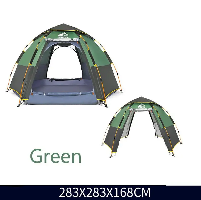 Green Quick Automatic Open Tent 3-4 Person Double Layer Large Camping Family For Outdoor Recreation Party Tents Awning Beach Tent - Цвет: Green