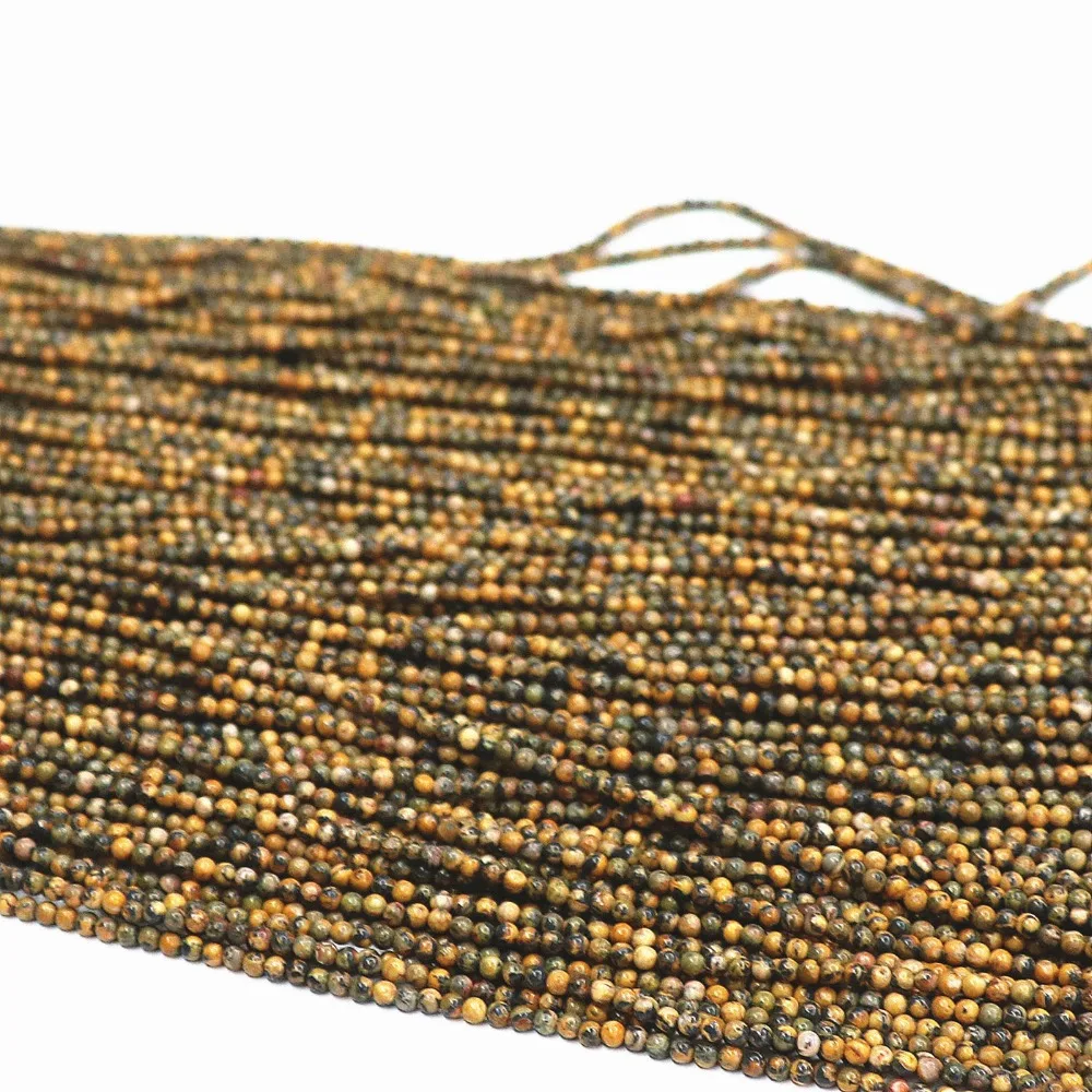 Натуральный Желтый леопардовый камень 2 мм 3 круглые бусины сделай сам ювелирные