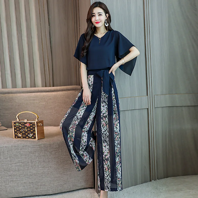 Мода 2019 лето новые женские шифоновые топы с рукавами летучая мышь Цветочные