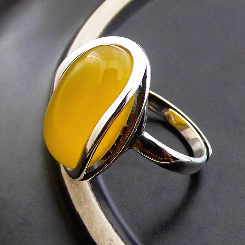 Женское кольцо из серебра 925 пробы с натуральным желтым камнем|silver simple ring|rings for