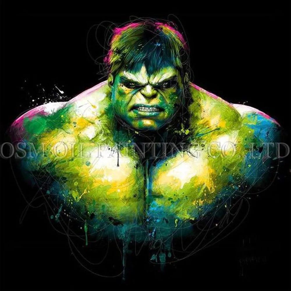 

Professional Artist Handmade High Quality Modern Abstract Cartoon Hero Oil Painting Strong Hulk Oil Painting for Wall Art