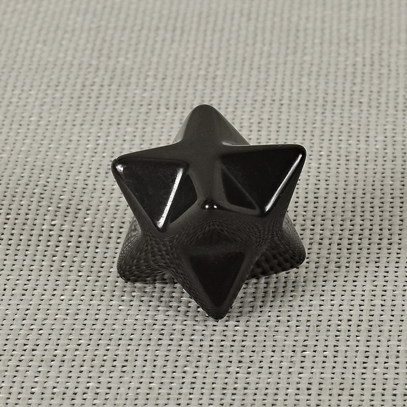 1 шт. натуральный черный обсидиан Меркаба звезда кристалл камень резной точка