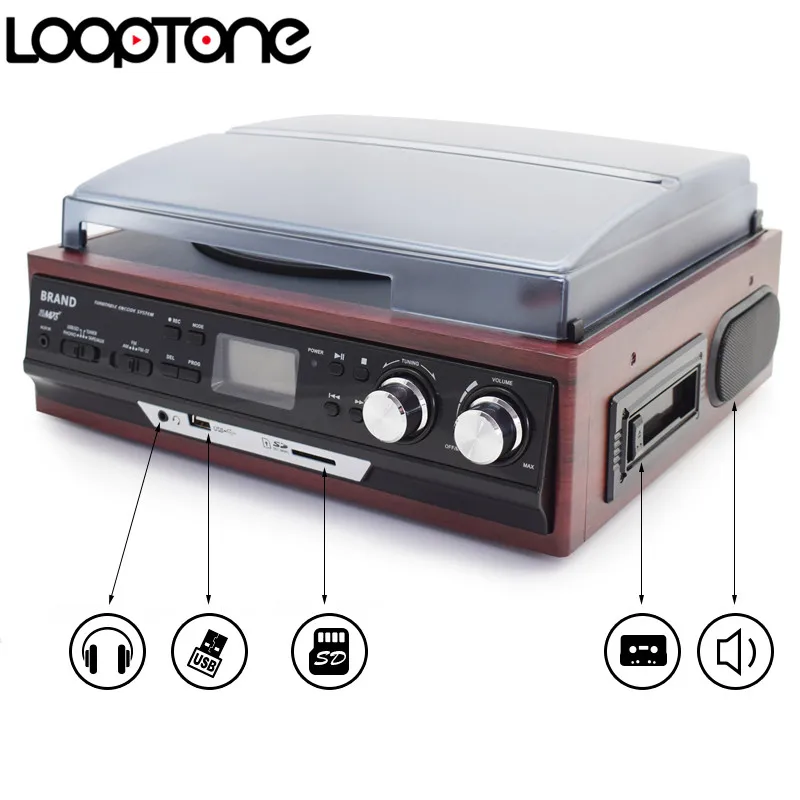 Винтажный Виниловый проигрыватель для звуковых записей с поддержкой USB/SD-карт |