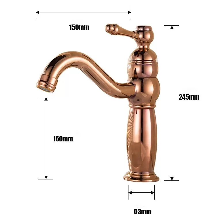 

Free shipping Biggers luxury Gold/Rose gold color brass bathroom basin faucet single handle cold hot water mixer tap with pipes