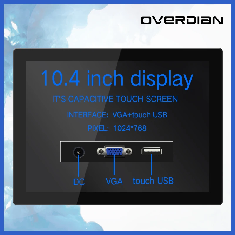 Промышленный ЖК-монитор с интерфейсом VGA/TouchUSB 10 4 дюйма/емкостный сенсорный