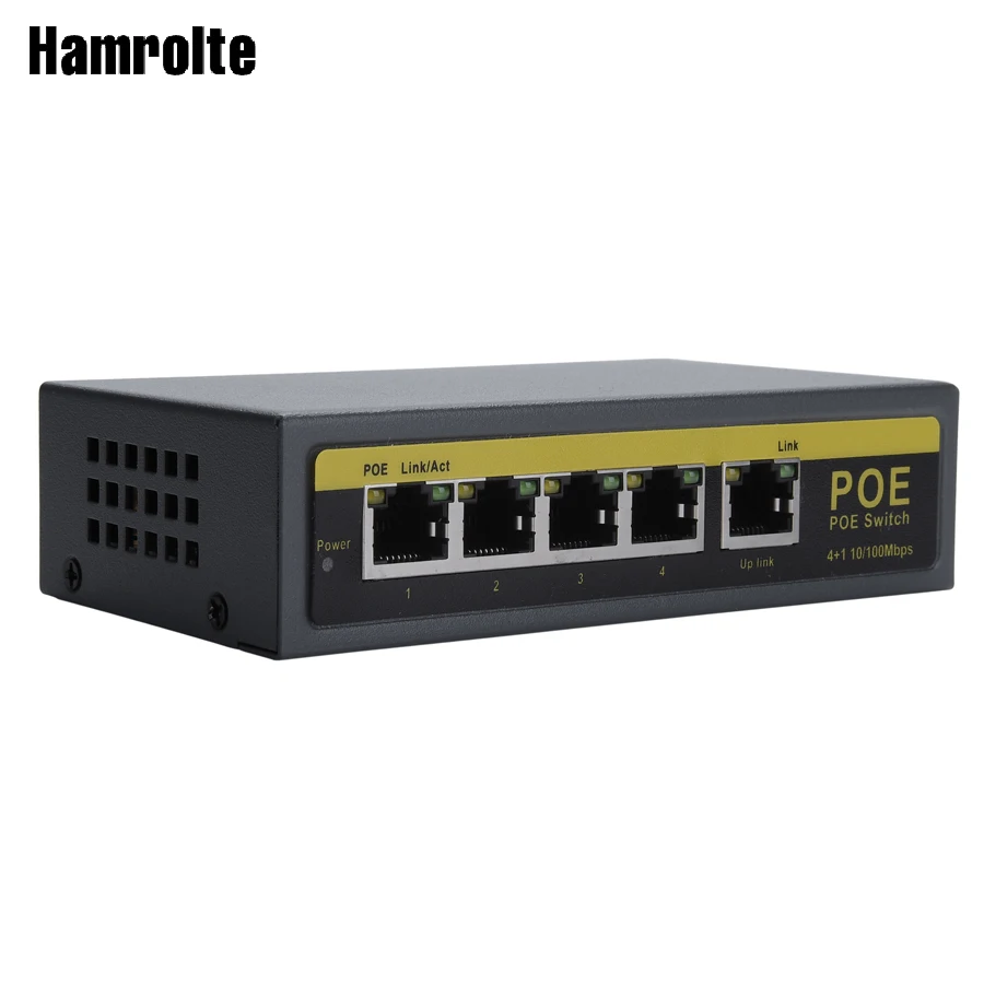 Hamrotte POE коммутатор 4CH IEEE802.3af 10/100 Мбит/с умный питания через Ethernet для ip камеры NVR
