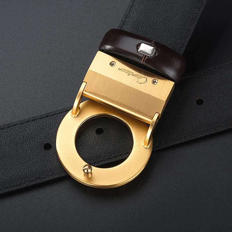 Круглый деловой мужской ремень с модной пряжкой Gentry ремни кожаный подарок Ceinture