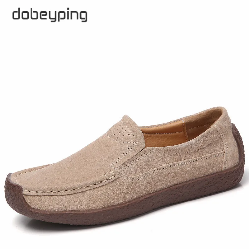 Dobeyping/весенне-Осенняя обувь; женские слипоны; женские кроссовки из коровьей замши на плоской подошве; повседневные женские лоферы; мокасины; женская обувь