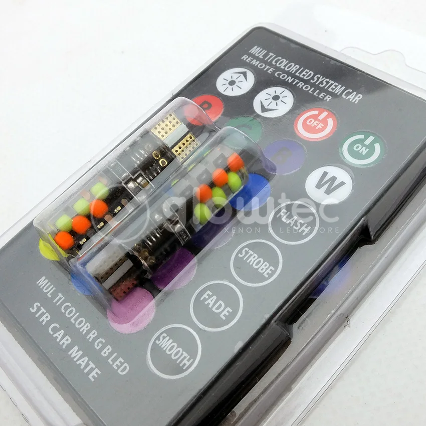 Новинка 2 шт. светодиод T10 W5W RGB 5050 6SMD с пультом дистанционного управления