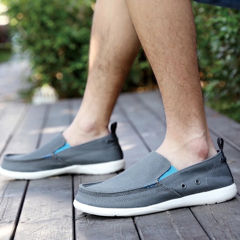 XEK Canvas Mens Loafers Fashion Handmade Moccasins Soft Casual Slip On Men's Boat Shoes Size 39~46 flats ST253 | Обувь
