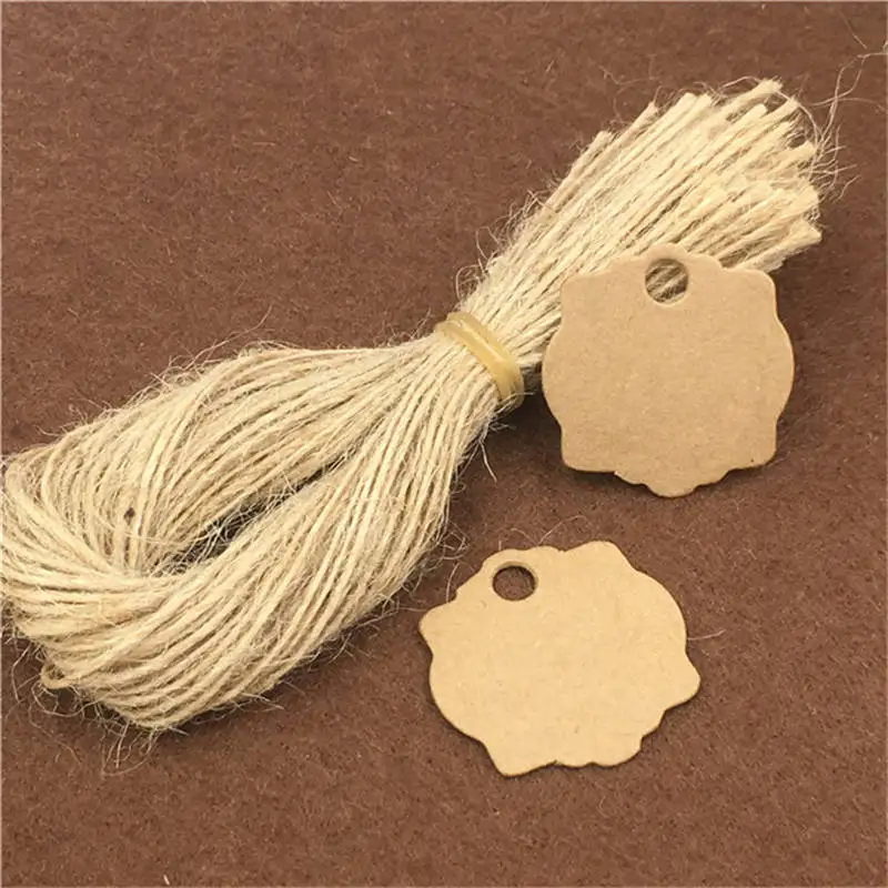 500pcs/lot+500pcs String Cardboard Label Kraft Paper Tags Flower Round Shape Scallop For Engagement Candy Bag Price Hang Tag | Дом и сад