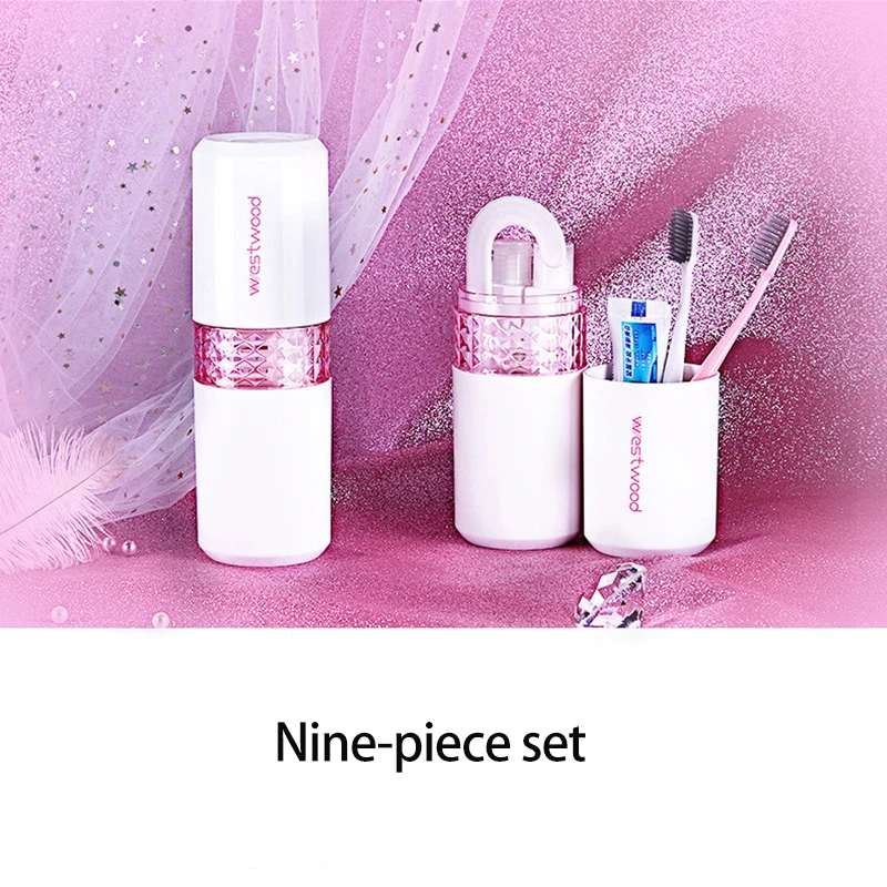 White-9pcs ONEUP дорожный набор для мытья, портативная зубная паста, зубная щетка, коробка для хранения расчесок, дорожные туалетные принадлежности, аксессуары для ванной комнаты на открытом воздухе, наборы - Цвет: White-9pcs
