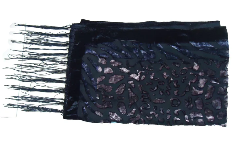 Сексуальный черный бархатный шарф с леопардовым принтом пончо для женщин