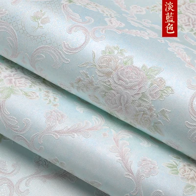 912004 light blue Рельефные изысканные обои для спальни в американском стиле с изображением цветов из нетканого материала 5d для детей в Европейском стиле, элегантные обои для гостиной и задней панели телевизора - Цвет: 912004 light blue
