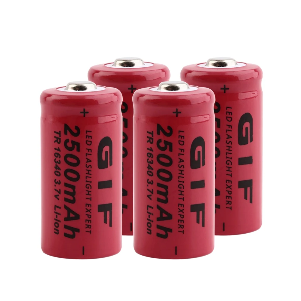 Остроконечная GIF 16340 батарея 3,7 V 2500mAh литий-ионная аккумуляторная батарея для CR123A, VL123A, DL123A, 5018LC, CR17345, K123A