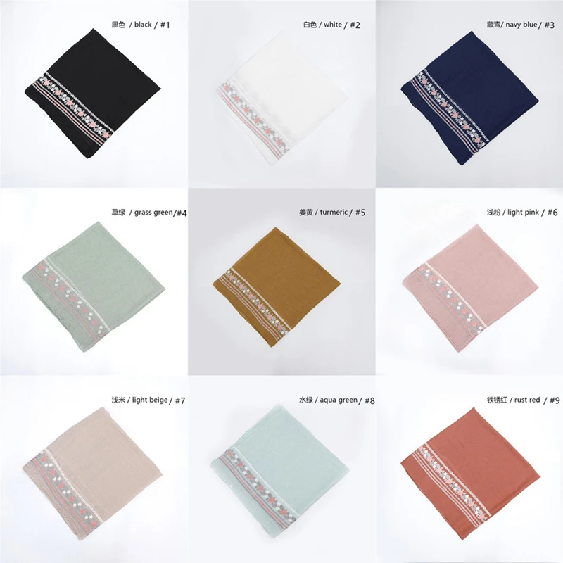 2018 Новый вышитый цветок шарф модный хиджаб роскошные женские шарфы и шали бренда