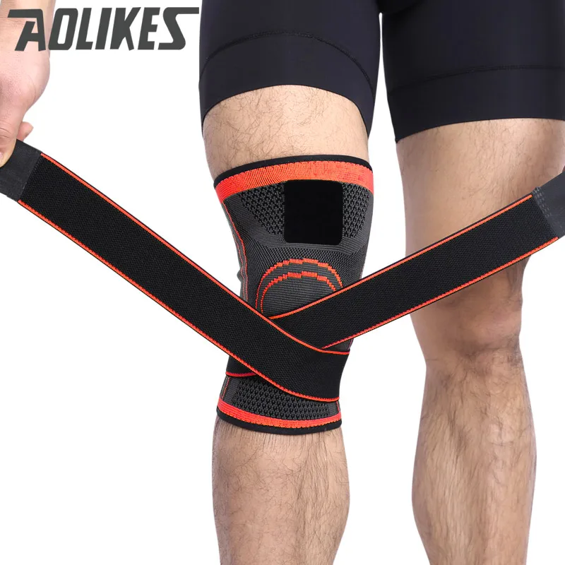 Orange Aolikes 3D тканевый напорный наколенник для баскетбола, тенниса, пешего туризма, велоспорта, поддержка колена, профессиональные защитные спортивные наколенники - Цвет: Orange